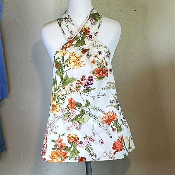 J.CREW COLLECTION NWT HALTER TOO IN RATTI TROPICAL FLORAL 💯 COTTON SZ S - Picture 1 of 16